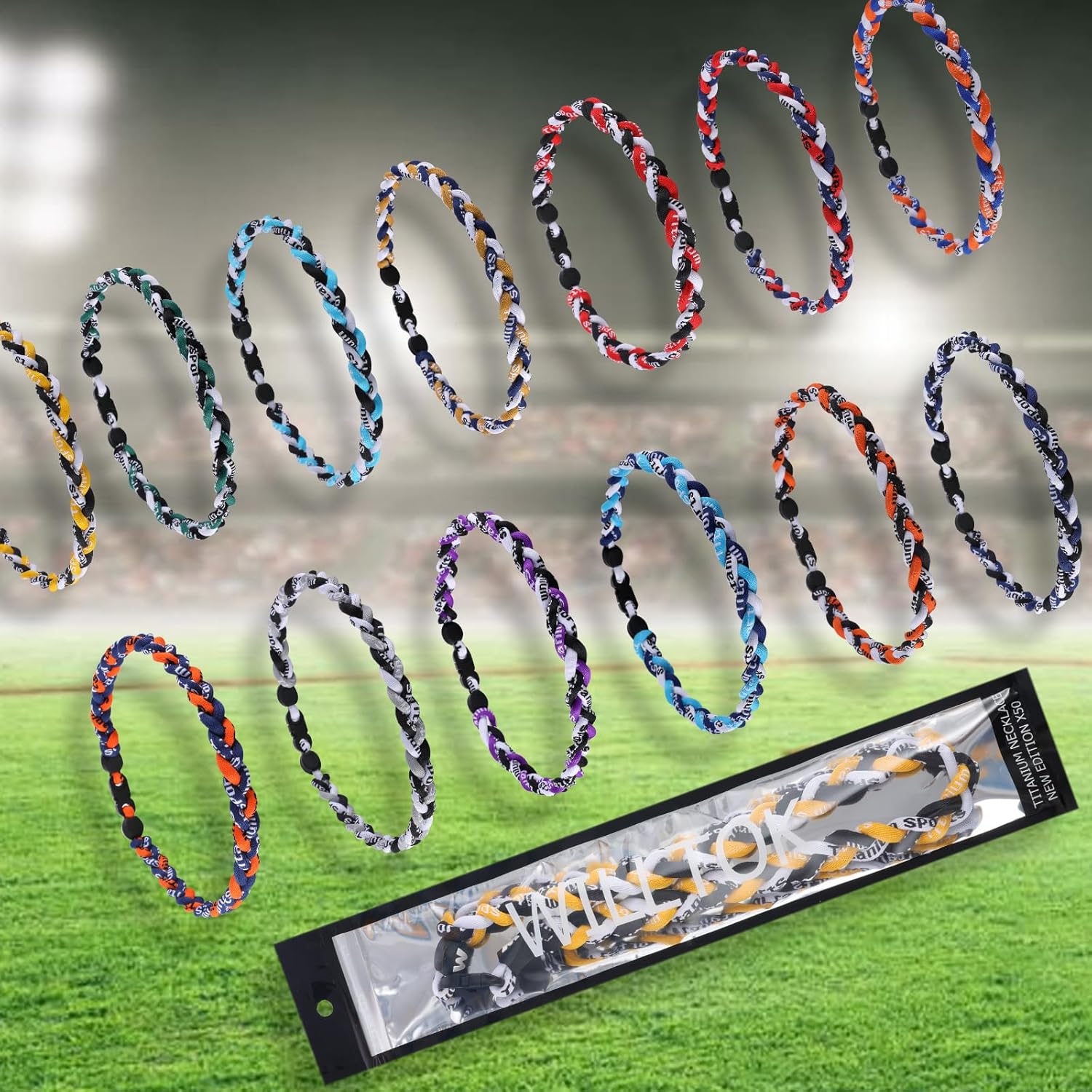 Willtok Premium Baseball Necklace - 18-Inch Nylon Tri-Braided Tornado Design