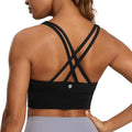 CRZ YOGA Strappy Longline Sports Bra - Medium Impact Criss Cross Padded Crop Top for Women