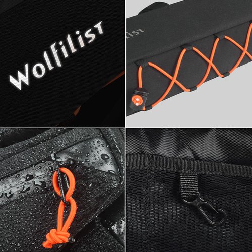 WOLFILIST Waterproof Bike Frame Bag - Under Top Tube Triangle Storage Pouch for MTB & Road Bikes - Holds Cycling Tools, Accessories Securely