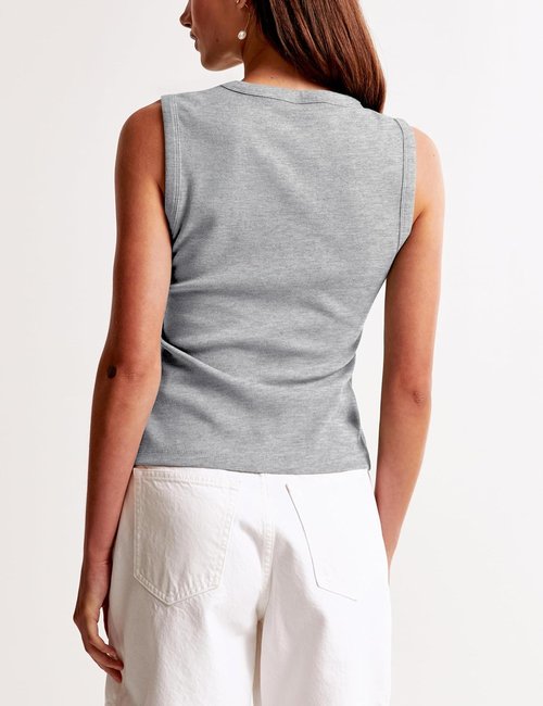 Cioatin Women's Ribbed Button Down Tank Top - Sleeveless Slim Fit Crop Vest for Y2K Style