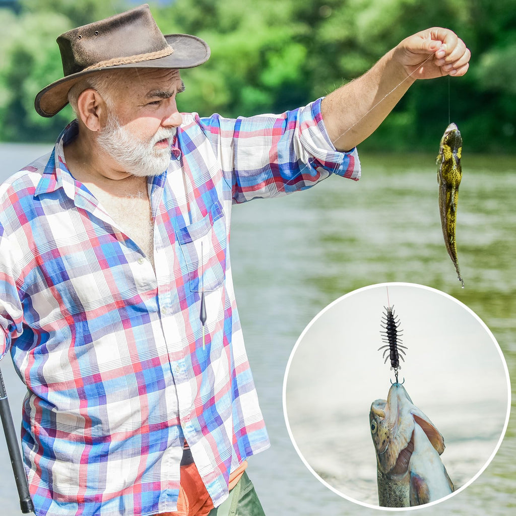 Relaxgiant 36 Pcs Hellgrammite Fishing Lures 3 Inch Soft Plastic Hellgrammite Fly Realistic Fishing Bait Artificial for Freshwater(Black, Brown)