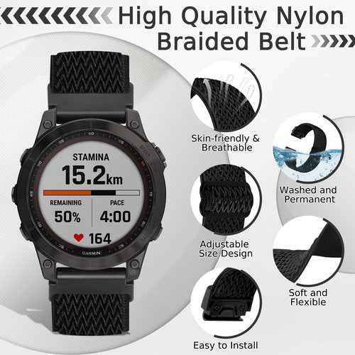Tiptops Bands Compatible With Garmin Fenix 5/Fenix 6/Fenix 7/ Fenix 8-47mm Straps QuickFit 22mm Watch Band Elastic For Fenix 5 Plus/Fenix 6 Pro/Fenix 7 Pro Wristband