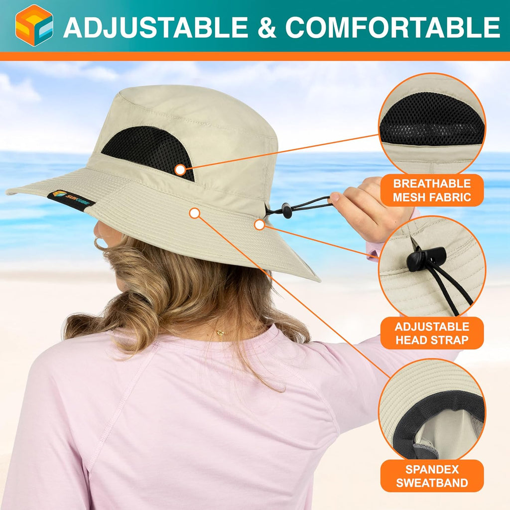 SUN CUBE Wide Brim Sun Hat - UV Protection Fishing & Hiking Bucket Hat | UPF 50+ for Men & Women