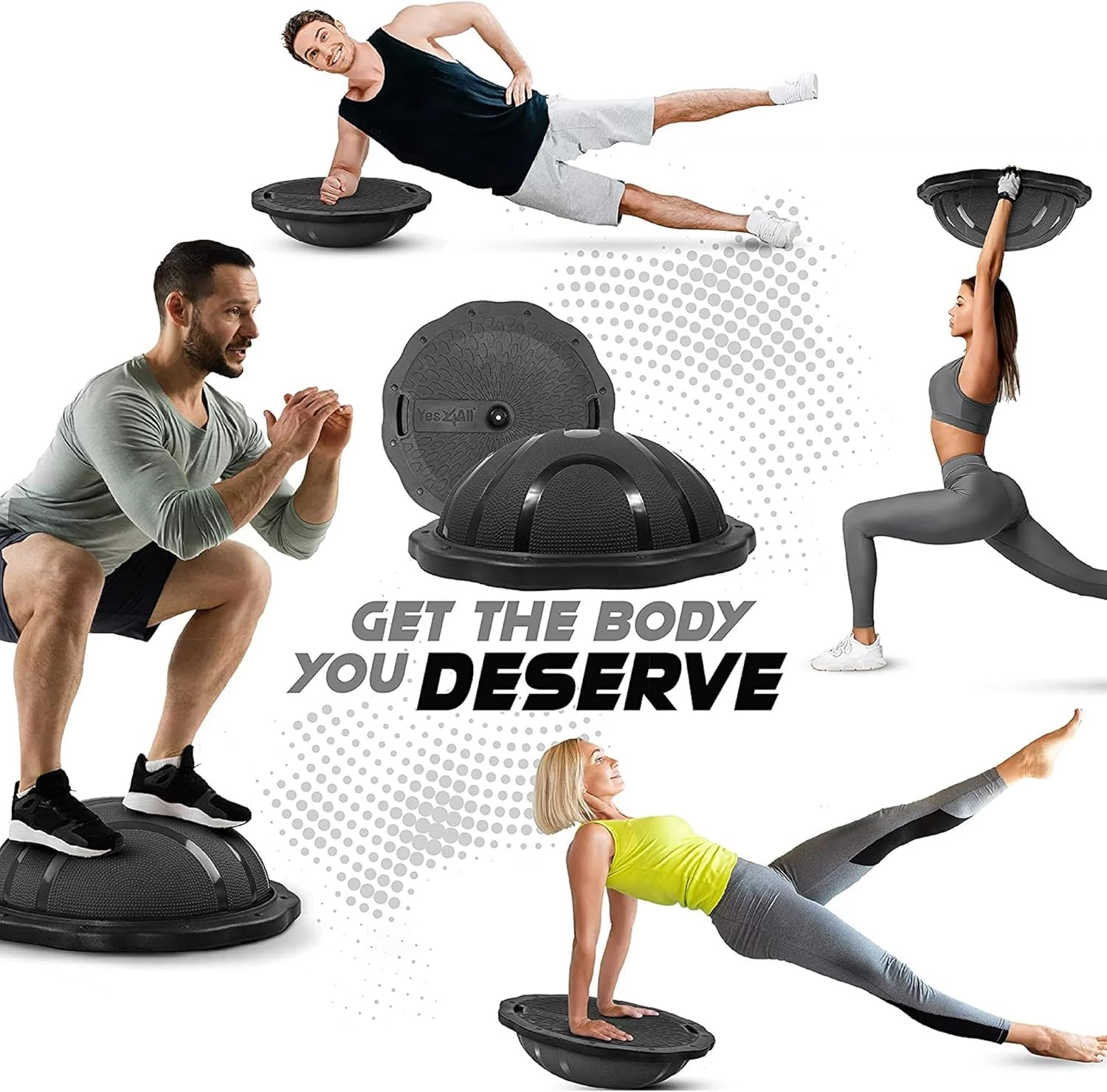 Yes4All Half Ball Balance Trainer - 880LBS Pilates Stability Ball for Home Gym Workouts