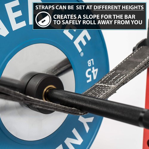Synergee Power Rack Safety Straps with 750lb Capacity. Compatible with 2x2 Tube Power Racks. Nylon Safety Arms for Power Lifting. Sold in Pairs.