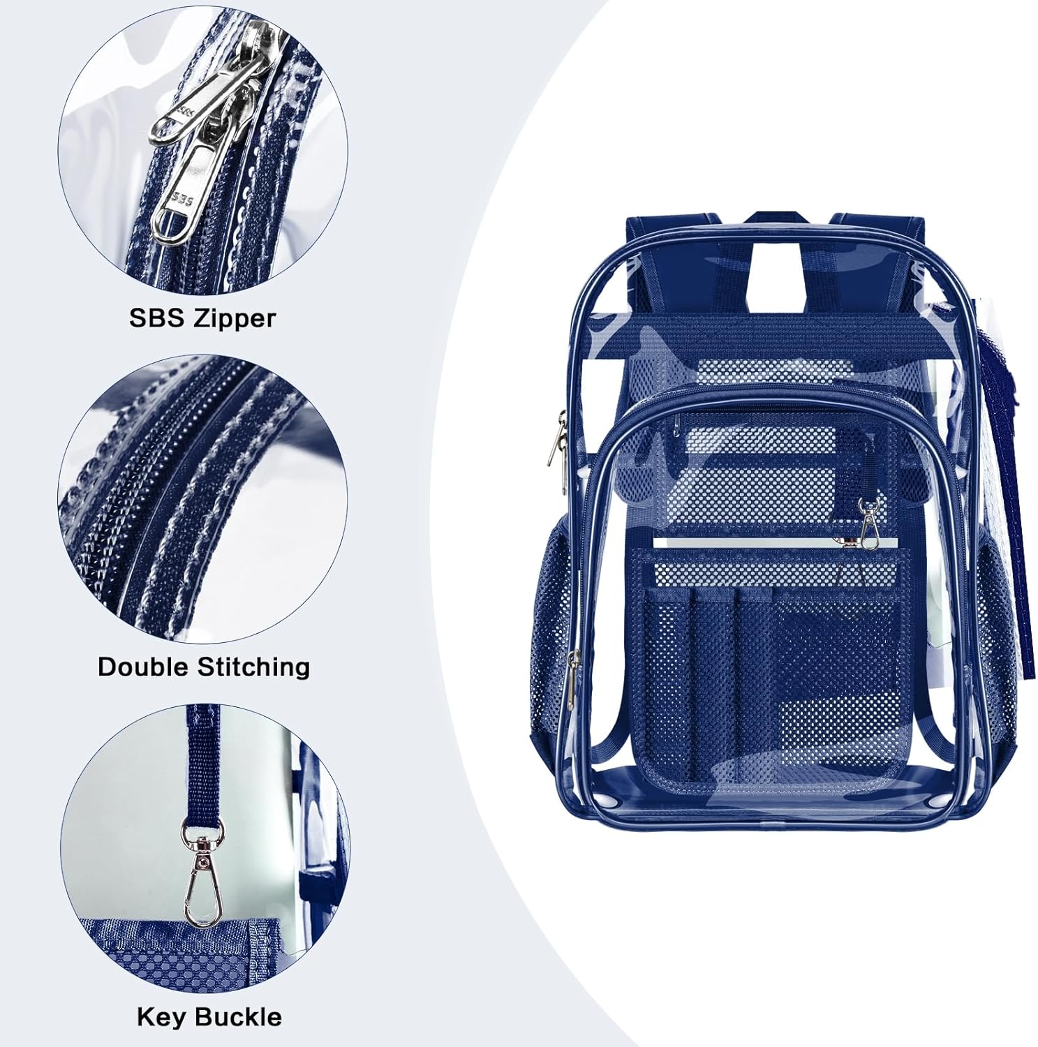 PAMANO Clear Backpack - Heavy-Duty Transparent PVC Bookbag for School, Travel & Security | Unisex Design