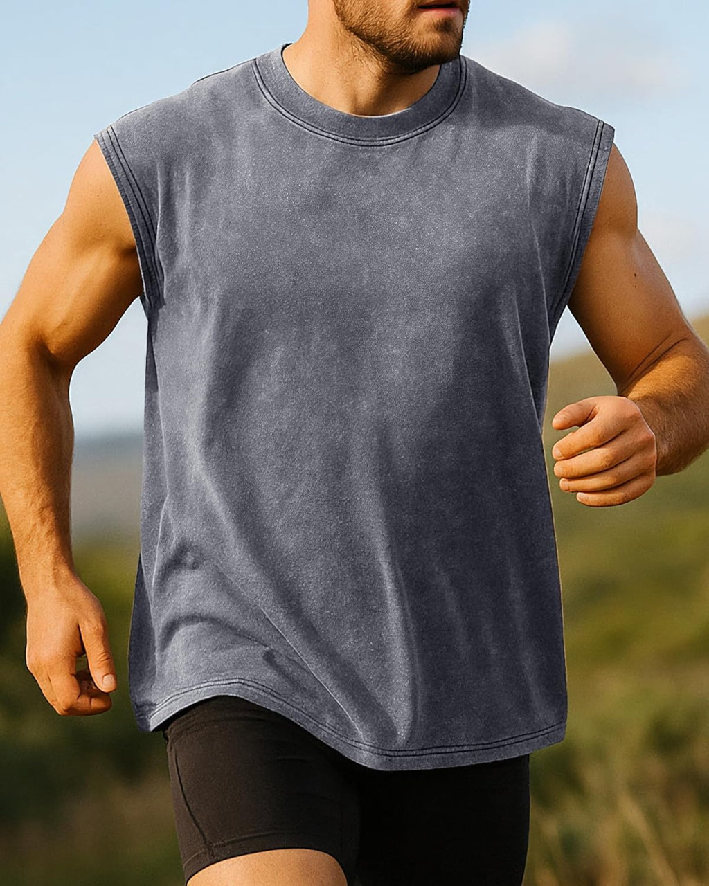 Skiennix Men's Sleeveless Muscle Tank Top - Comfortable Cotton Loose Fit Tee Shirt