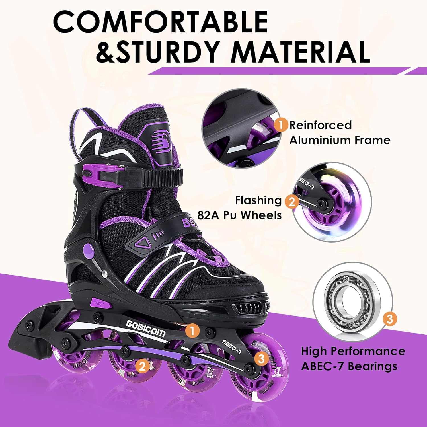 Skiennix Adjustable Inline Skates - Full Light-Up Wheels for Kids & Adults | Outdoor Fun for All Ages