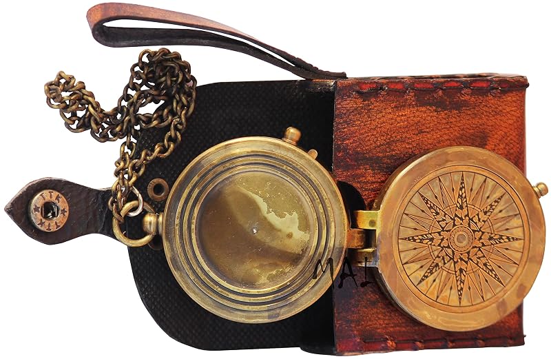 Brass Pocket Compass for Hiking – Antique Style, Survival Navigation Tool