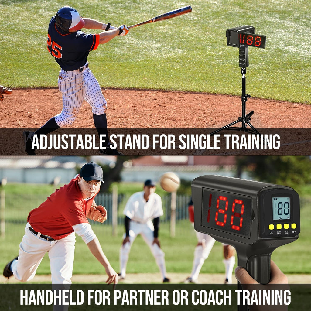 Skiennix Baseball Radar Gun - Handheld & Tripod Speed Measurement | LED & LCD Display for Training