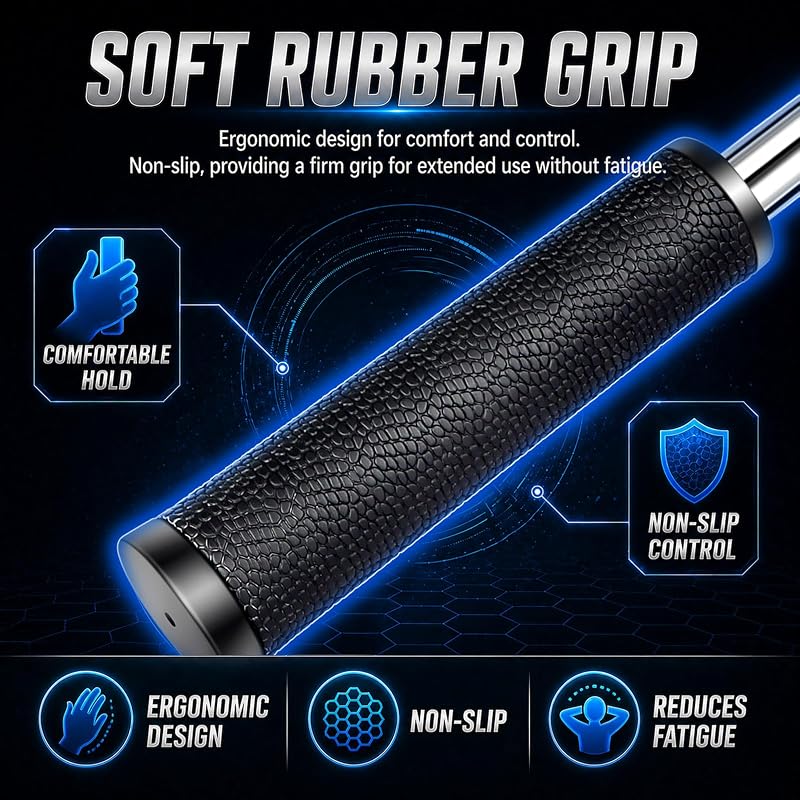 CHAMPKEY 9 Ft Pressure Golf Ball Retriever with Thick Stainless Steel Shaft and Rubber Grip