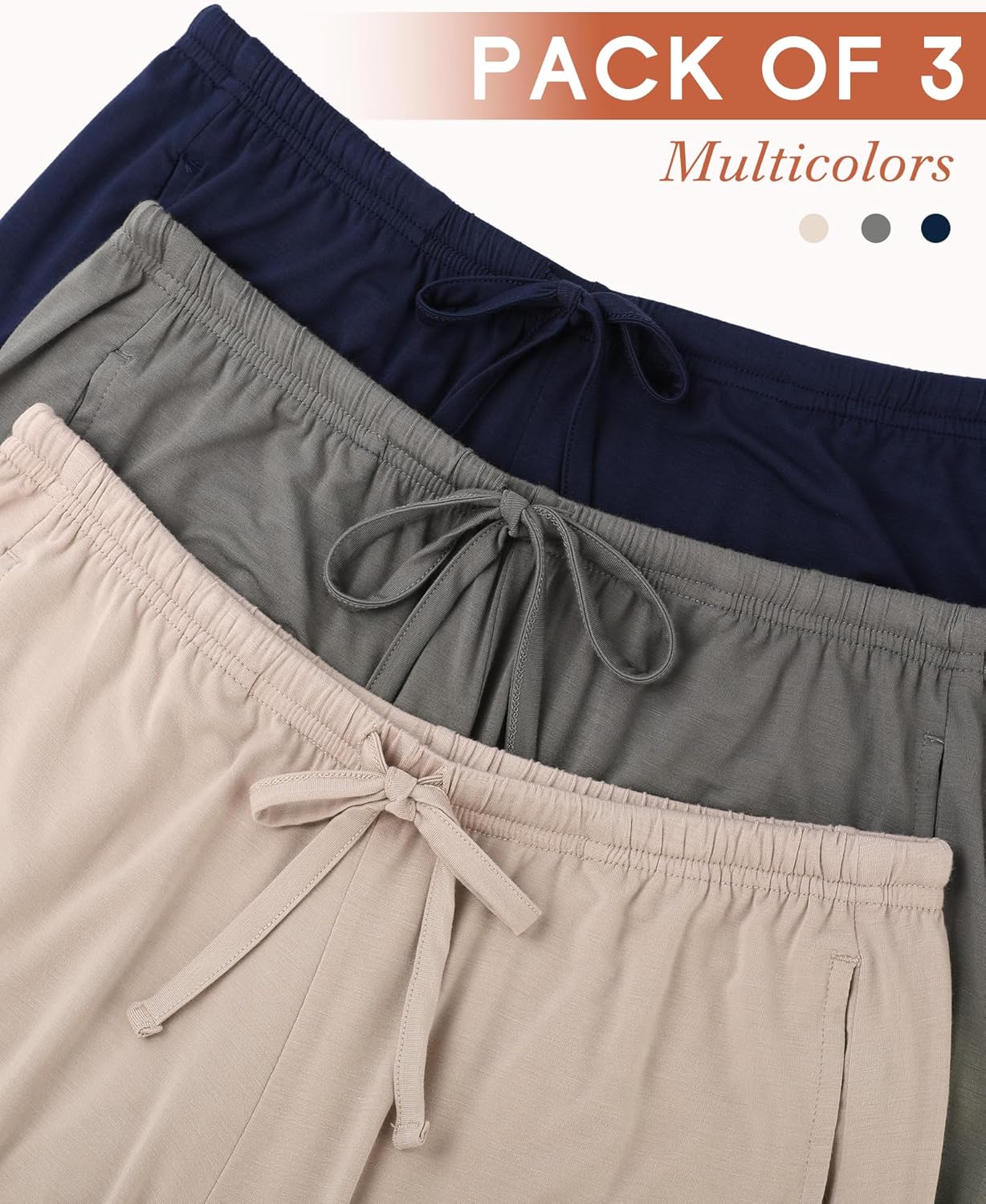 BAMBOO COOL Women's Pajama Shorts - Comfy Lounge Sleep Shorts with Pockets | 3-Pack Set
