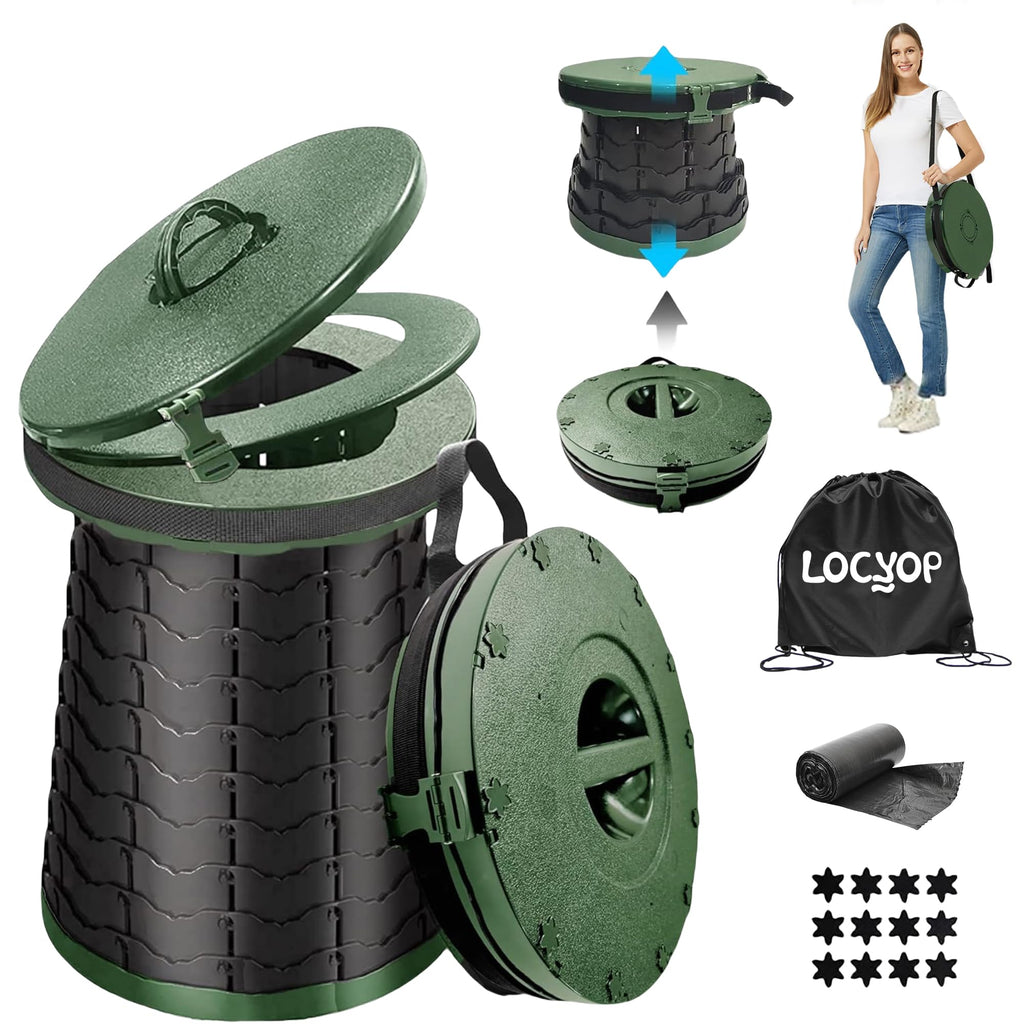 XXL Portable Toilet for Camping,19.7"H Adjustable Folding Toilet with Lid,Carry Bag,Capacity 880lbs,Retractable Portable Potty for Camping,Hiking,Travel,Car,Boat,Tent