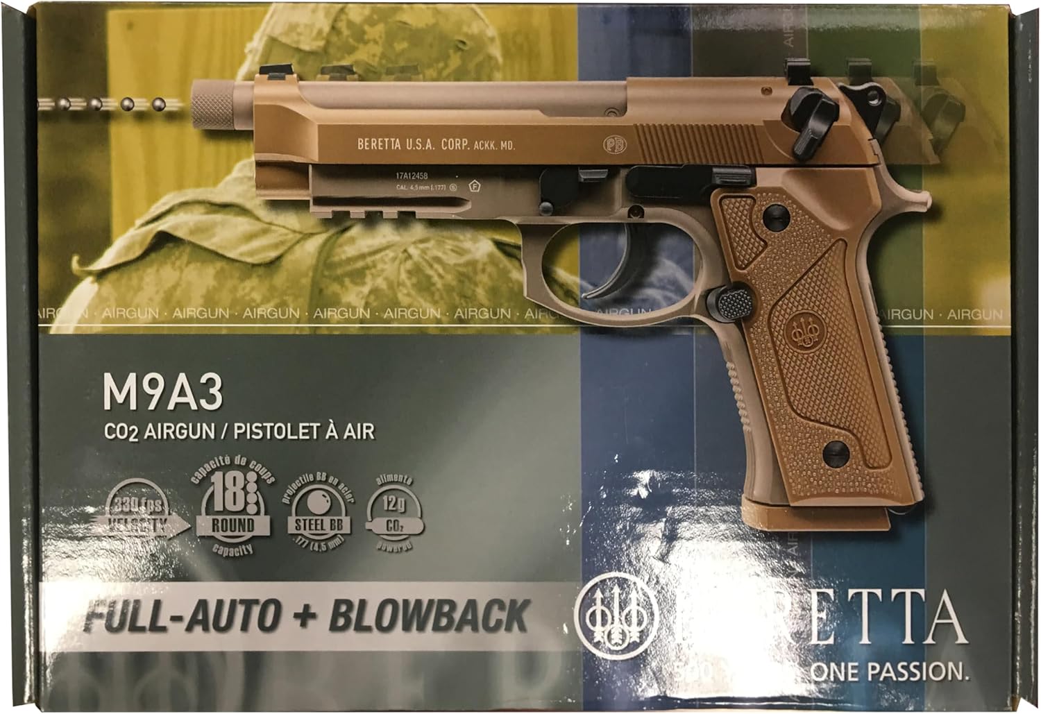 Umarex Beretta M9A3 Blowback Air Pistol - Full-Auto .177 Caliber BB Gun for Realistic Shooting Experience