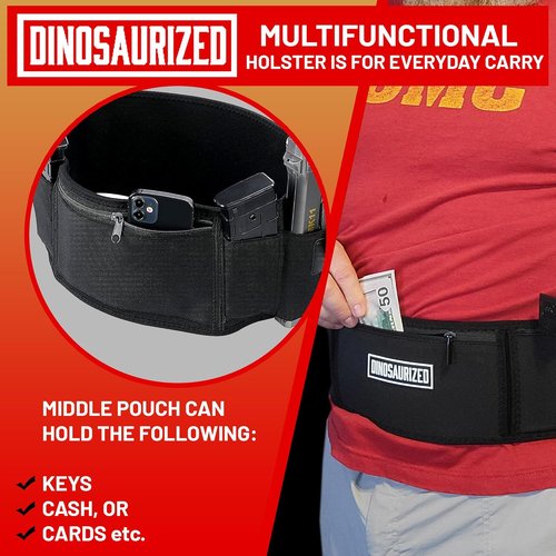 Dinosaurized 3-in-1 Holster - Comfortable Neoprene Waistband for Glock, Smith & Wesson, Taurus | Ideal for Running & Hiking