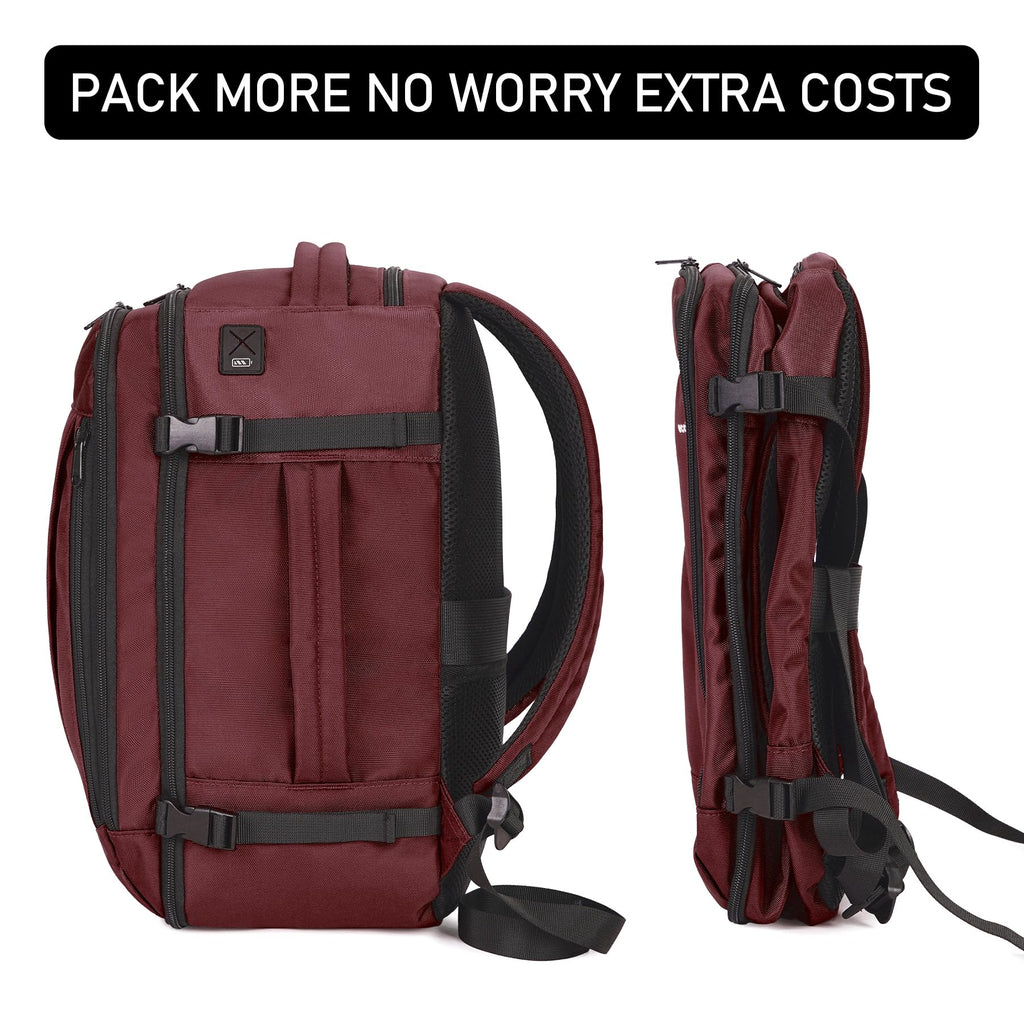 ECOHUB Travel Backpack 18x14x8 Spirit Airlines Personal Item Bag Carry On Backpack 13 Pockets Large Work Casual Daypack for men Airline Approved Waterproof Gym Backpack with Charging Port, Red