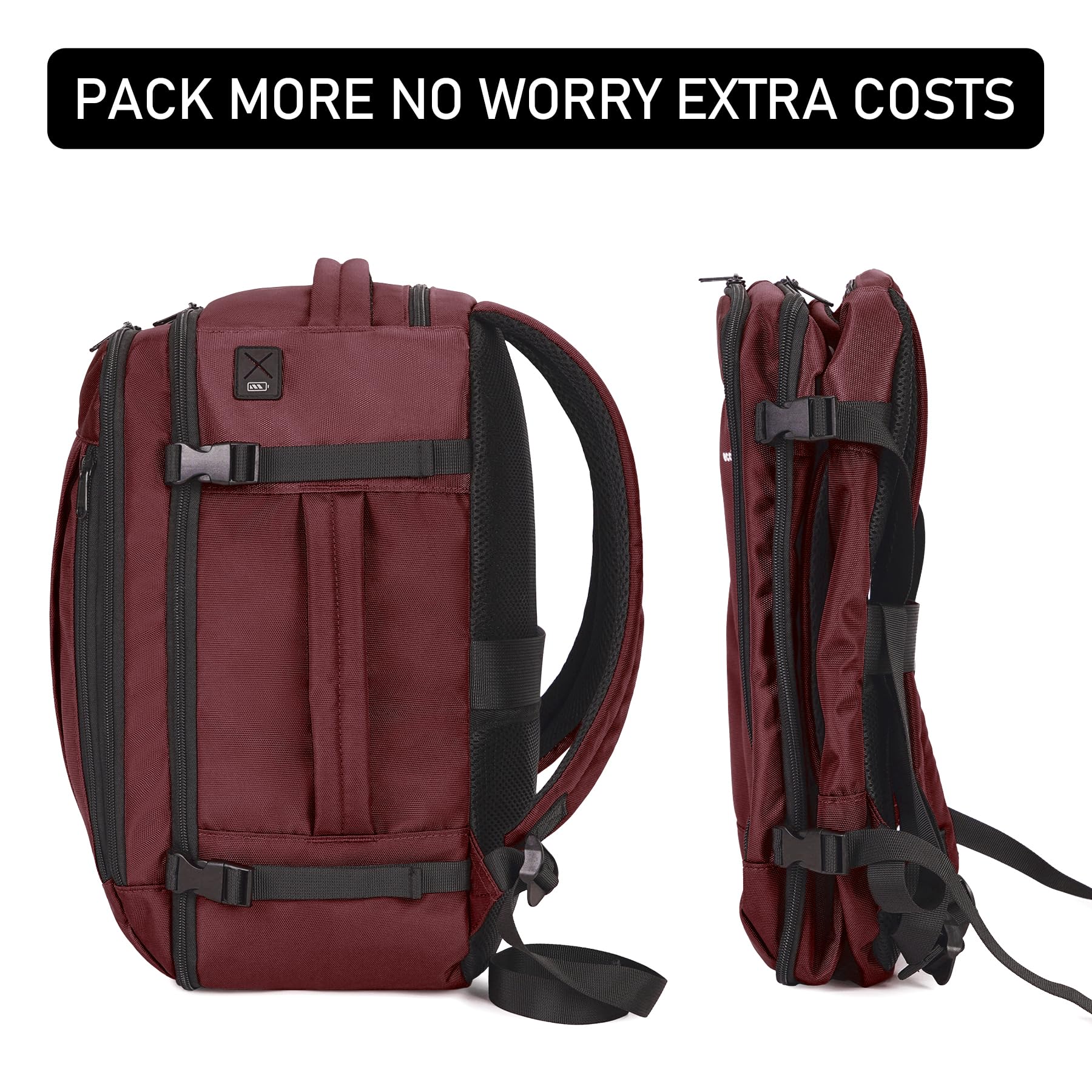 ECOHUB Travel Backpack 18x14x8 Spirit Airlines Personal Item Bag Carry On Backpack 13 Pockets Large Work Casual Daypack for men Airline Approved Waterproof Gym Backpack with Charging Port, Red