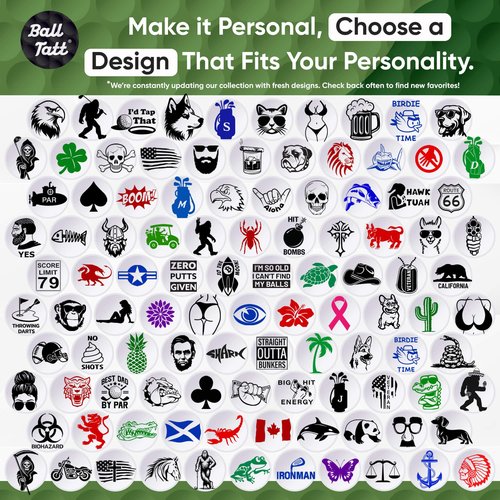 Ball Tatt - Golf Ball Stamp - Self-Inking Marker - Quick-Dry Permanent Marking Tool, No Leaks or Refills, Reusable & Waterproof Golfing Stamper - Ideal Gift for Golfers, Dads, Retirement (V Monogram)
