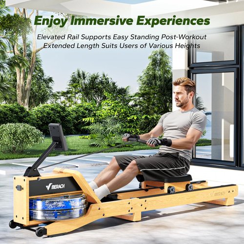 MERACH Water Rowing Machine - Foldable Design with 400LBS Capacity, Monitor & Free App for Home Use