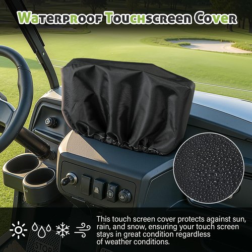 Copkim Golf Cart Waterproof Touchscreen Cover with Drawstring 10 x 4.5 x 7 Inch Oxford Fabric Black Waterproof Protection Golf Cart Accessories Protects Screen Device from Adverse Weather Damage