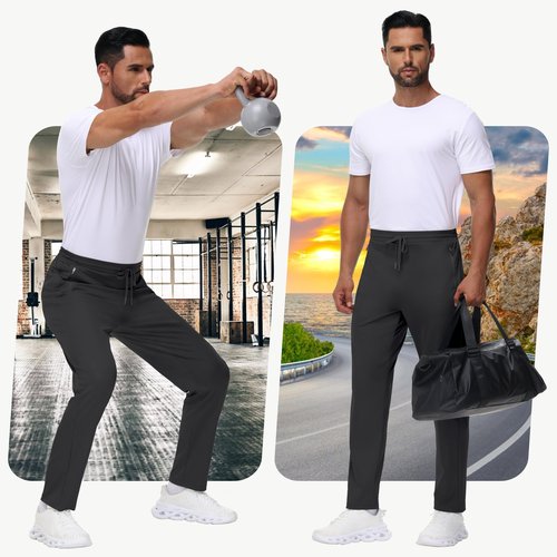 MIVEI Men's 34" Tall Sweatpants - Lightweight Athletic Workout Running Traning Track Joggers Pants with Zipper Pockets