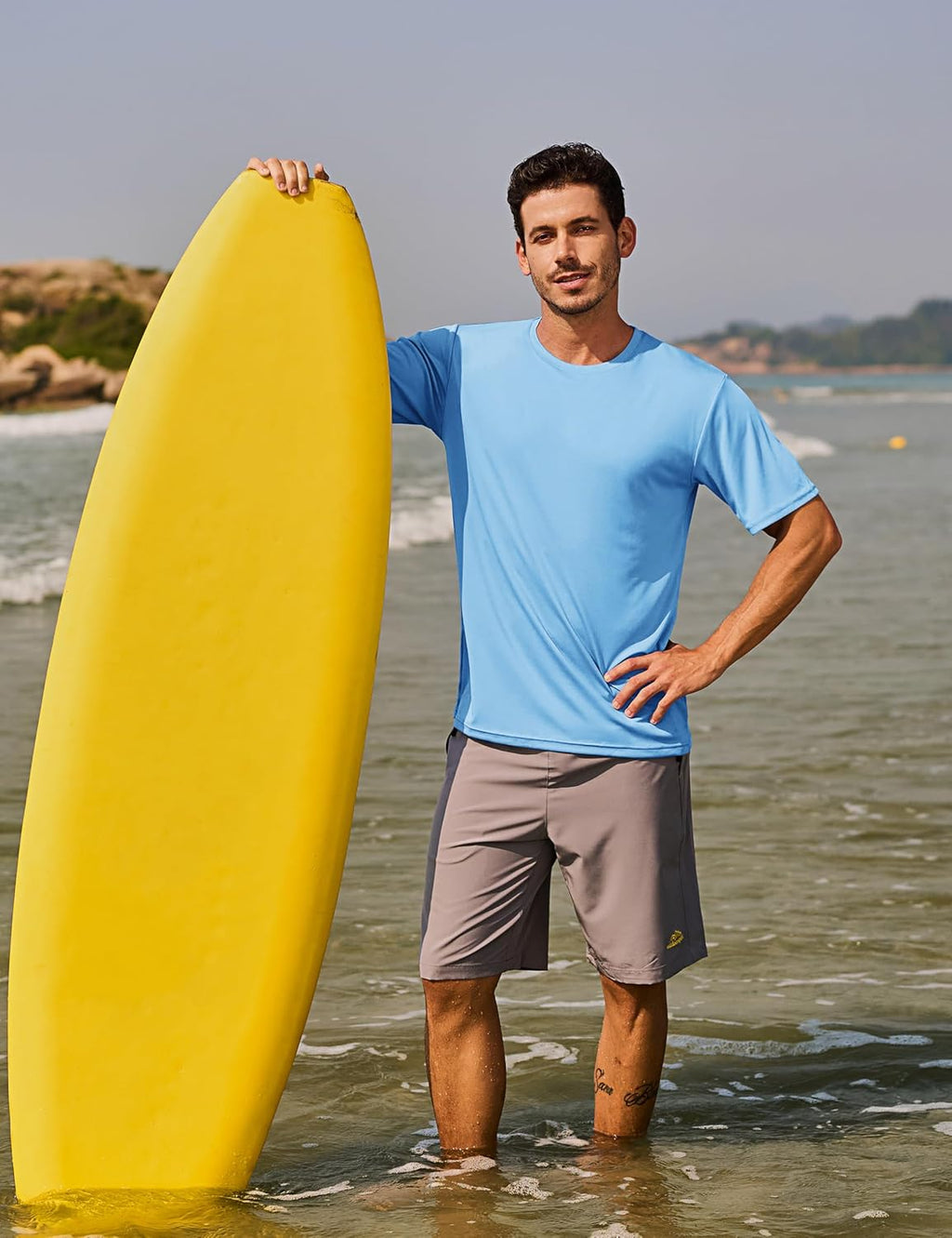 TACVASEN Men's Athletic T-Shirt - Quick-Dry Workout Shirt with UPF50+ Sun Protection | Ideal for Running & Swimming