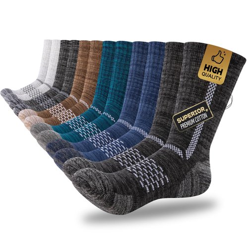 Comfoex Boys Crew Cotton Socks For Kids 6-8 4-6 8-10 Years Old Calf Half Cushioned Athletic Socks 6 Pairs