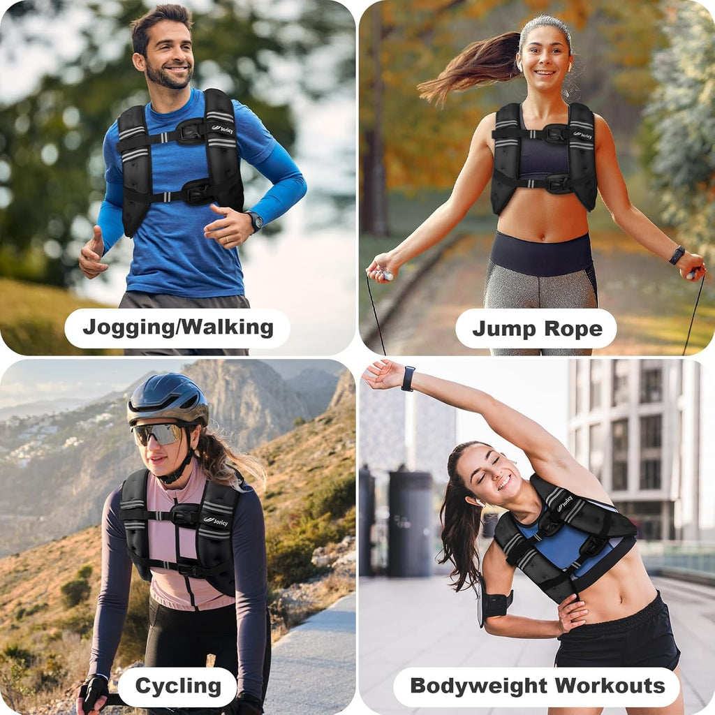 Skiennix Weighted Vest - Adjustable 5lb to 30lb | Reflective Stripes for Running & Strength Training