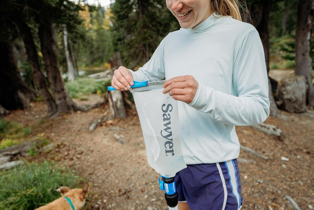 Sawyer Squeeze Water Filtration System - Cnoc 2L Premium Bladder - Clear & Portable Solution