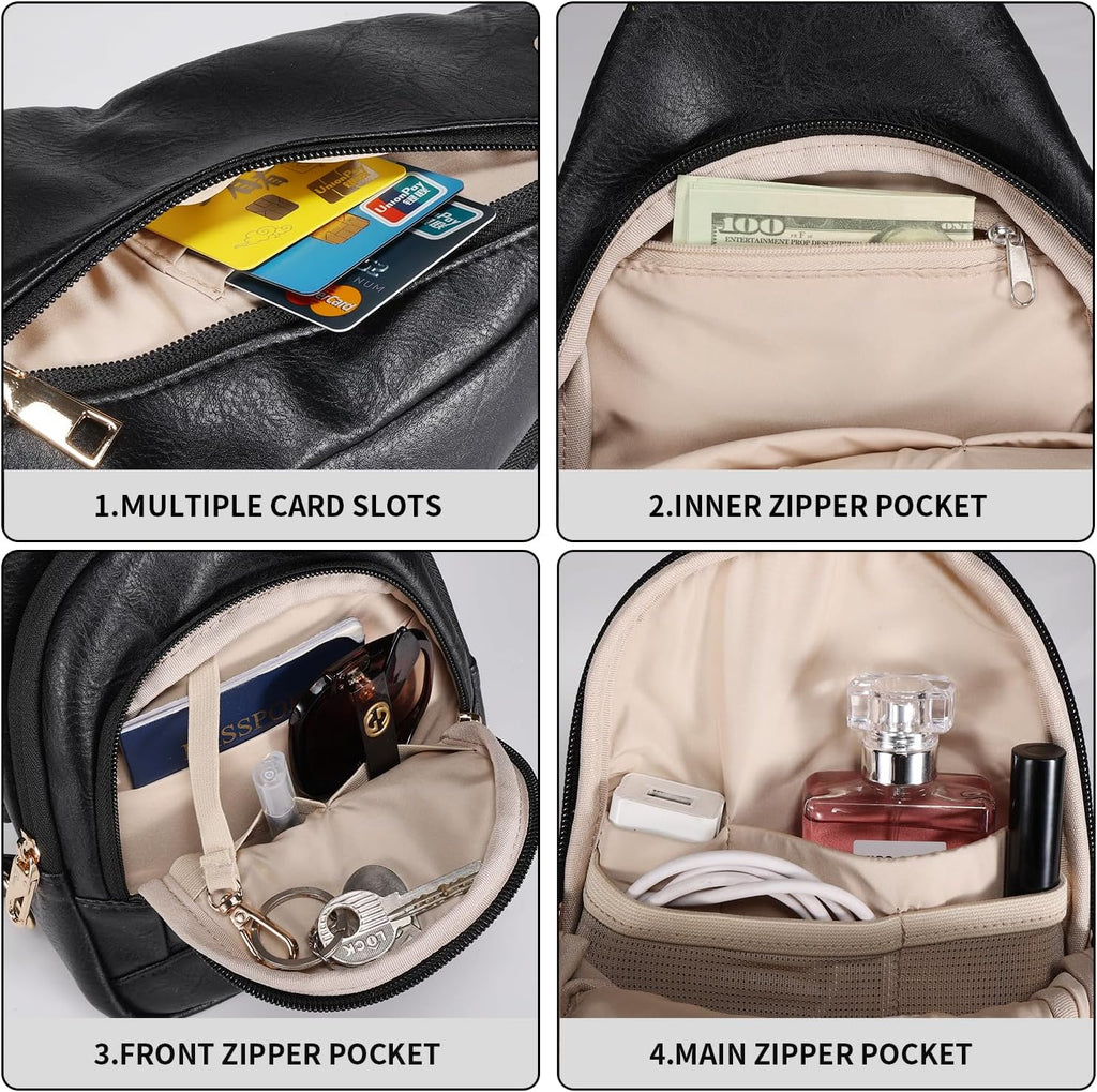 Skiennix Crossbody Bag for Women - Anti-Theft Sling Handbag with Zipper Lock | Vegan Leather, RFID Blocking