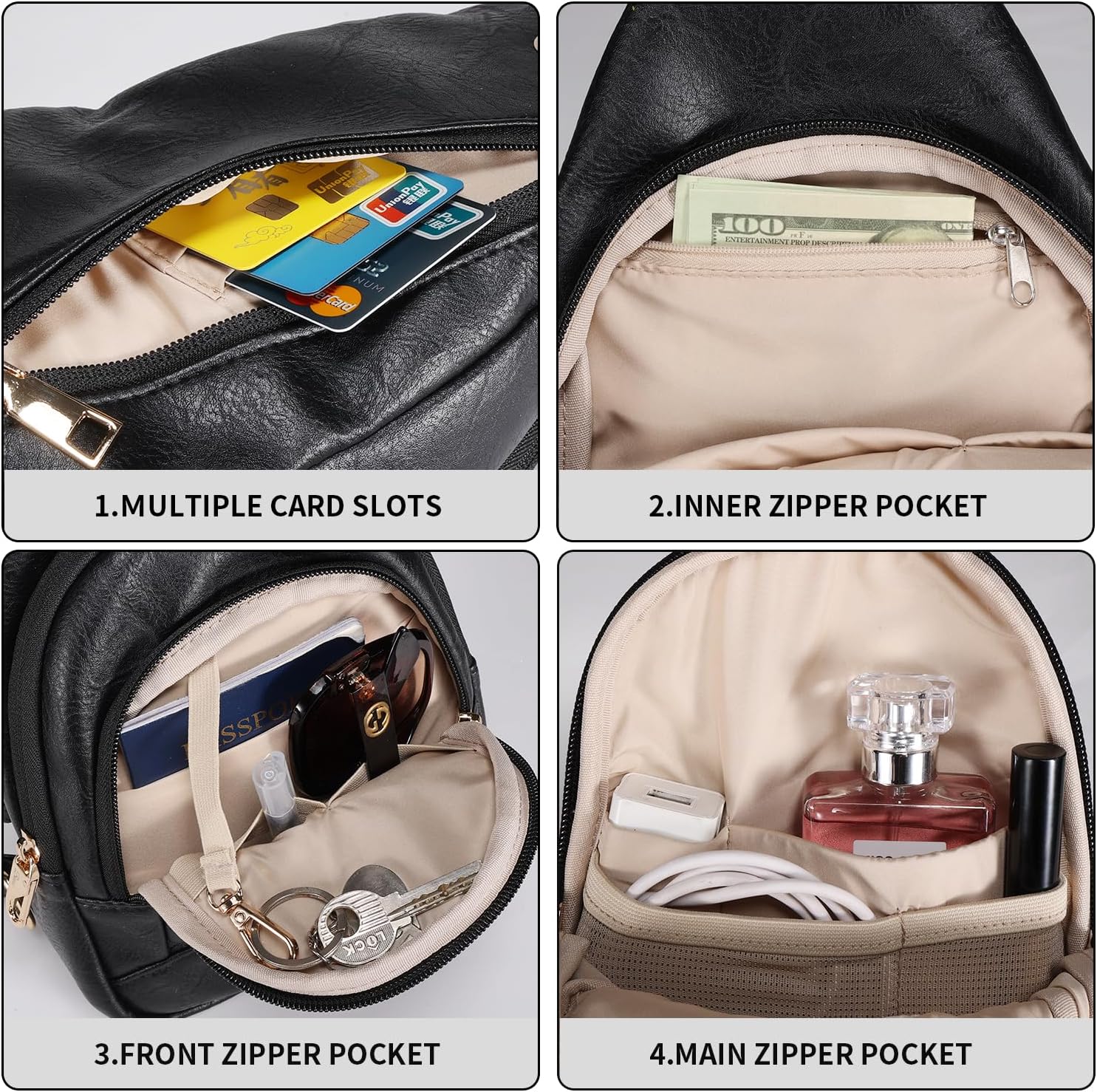 Skiennix Crossbody Bag for Women - Anti-Theft Sling Handbag with Zipper Lock | Vegan Leather, RFID Blocking