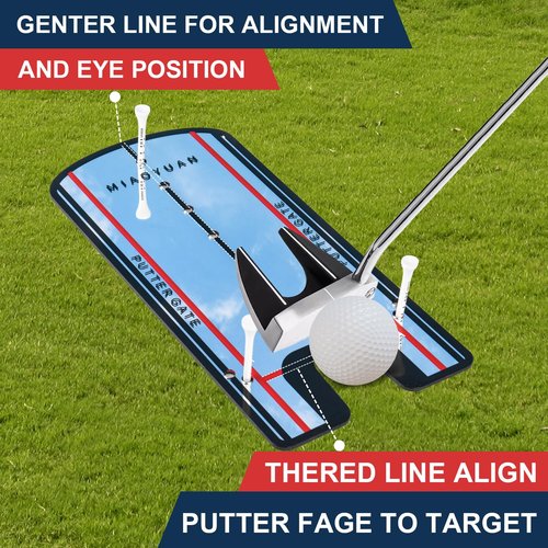 MIAOYUAN Golf Putting Alignment Mirror & Putting Cup Set – Portable Indoor Outdoor Training Aid for Swing Posture, Ball Path & Stroke Accuracy Improvement
