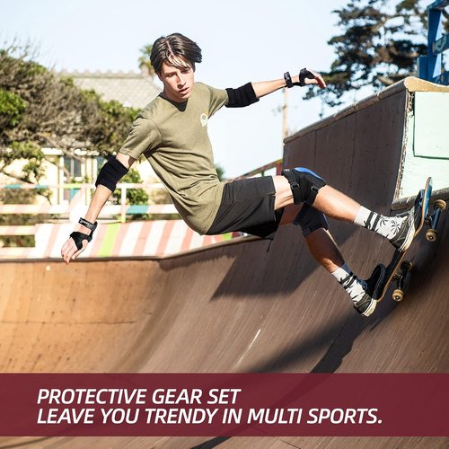 BOSONER Knee and Elbow Pad Set - Protective Gear for Roller Skating, Cycling & BMX | Adult/Child Sizes