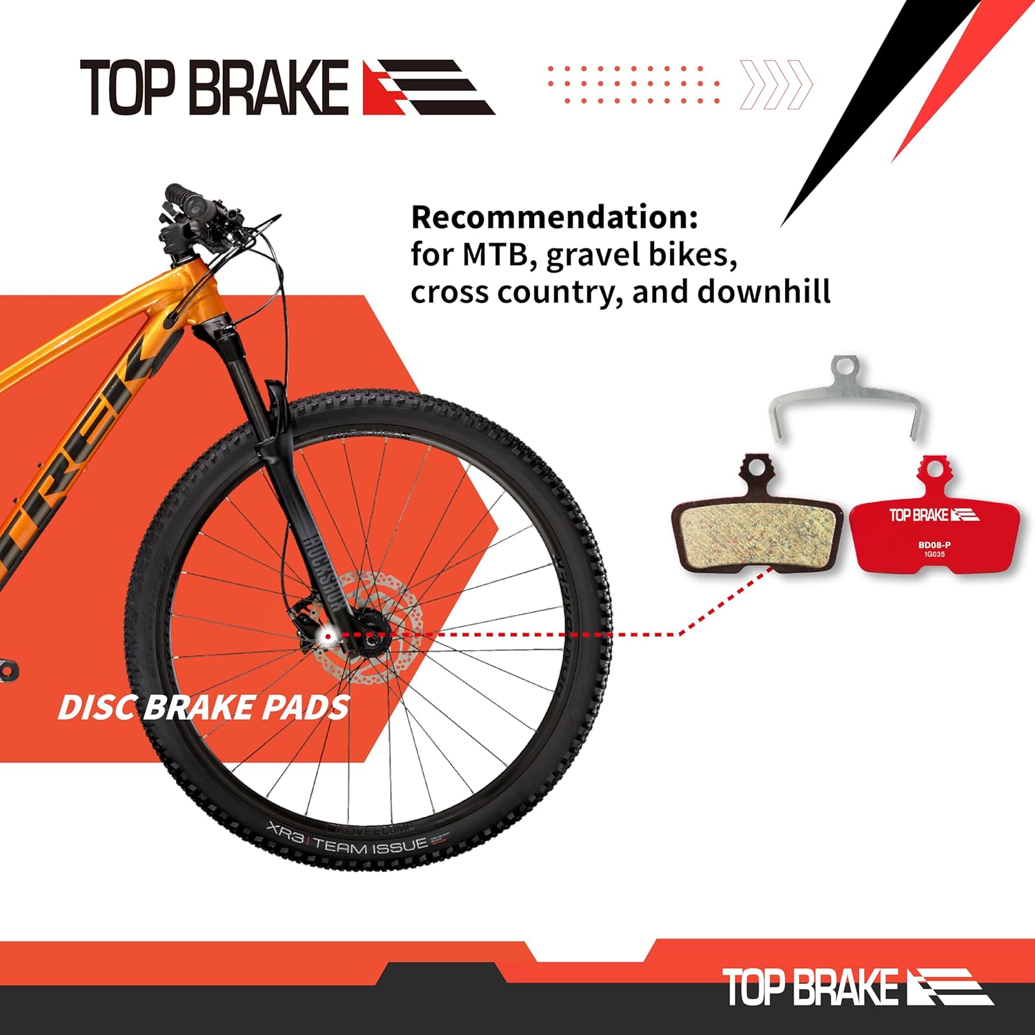 TOP BRAKE Disc Bike Brake Pads - Compatible with SRAM Code R, Guide RE, G2 RE & More | MTB eMTB Downhill Cycling