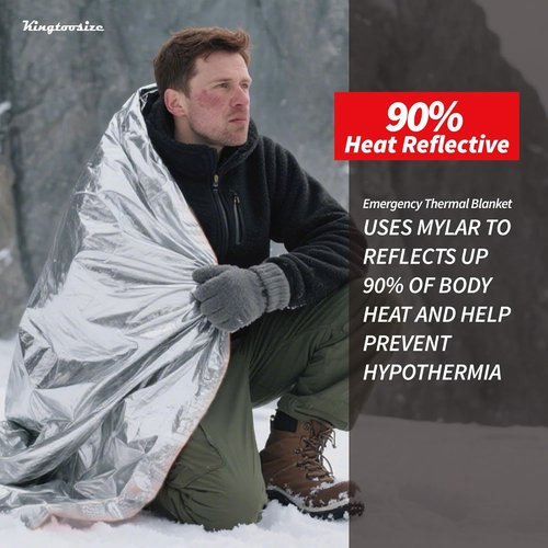 Emergency Thermal Blanket - Mylar Space Survival Kit | 4-Pack for Ultimate Protection