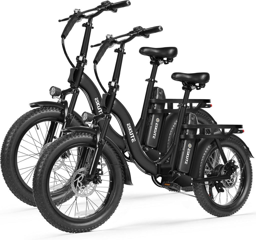 Skiennix 1200W Peak Folding Electric Bike - 28MPH, 55-Mile Range, 10.4Ah Battery, 20"x3" Fat Tires