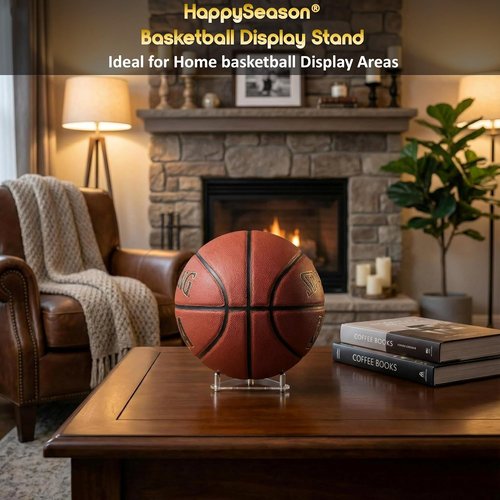 Happyseason 3-Pack Acrylic Football Stand, Basketball Stand with Stainless Steel Rods, Soccer Ball Holder, Volleyball Holder, Round-Edge Rack for Balls, Easy to Assemble (Clear)