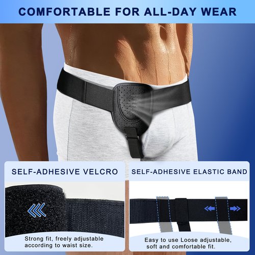 Poedist Hernia Support Belt for Men or Women for Unilateral Inguinal Hernia or Other Hernias with Removable Pads, Adjustable Waist Belt for Abdominal Compression, Lumbar Support (Large 30-42 Inch)