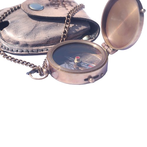 Brass Engrved Compass for Men, Pocket Compass with Leather Case, Antique Handmade Religious Gift Idea for Graduation, Communion, Baptism (to My Son, Love Dad)