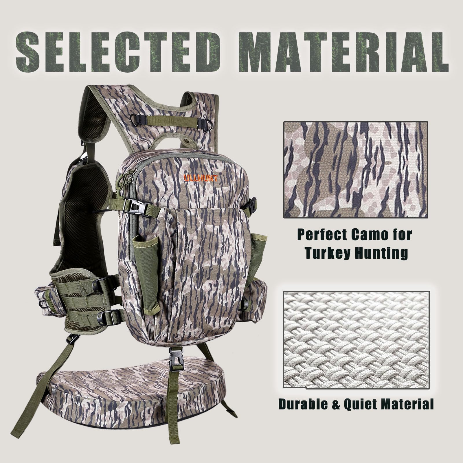 UIIHUNT Turkey Hunting Vest with Seat: Lightweight Turkey Hunting Vest with Game Pouch, Adjustable Hunting Gear Accessories, Hunting Clothes for Men Women