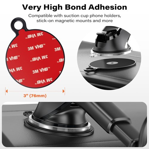 APPS2Car Ultra Sticky Dashboard Pad Mounting Disks - 3Pcs 3" Heat-Resistant Replacement for Phone & GPS Holders