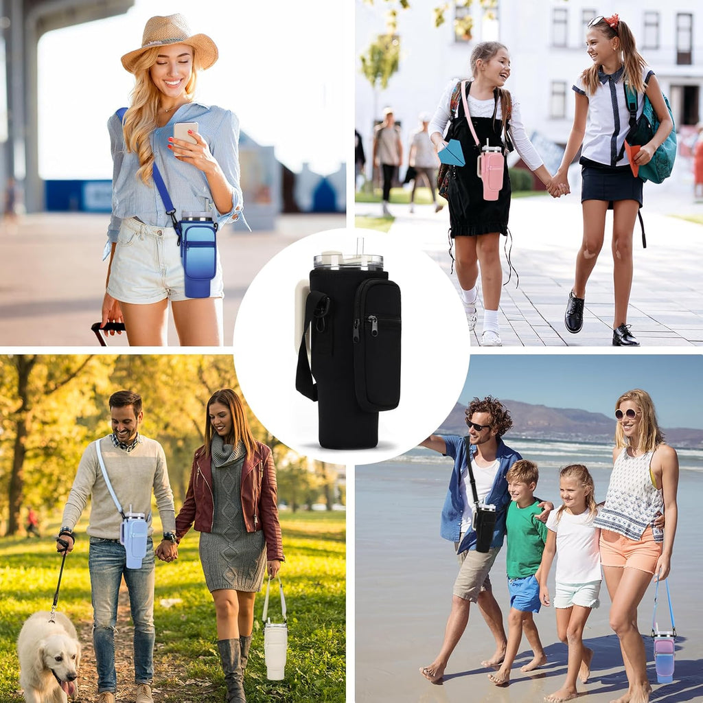 Stanley Water Bottle Carrier Bag - Neoprene Holder with Phone Pocket & Adjustable Straps for 40/30 oz Tumblers
