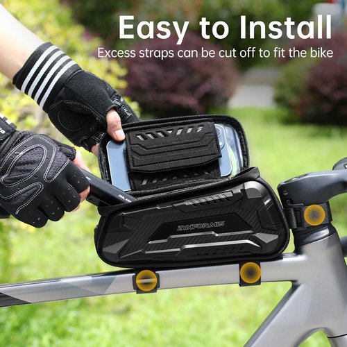 Zyxformis Bike Bag, Bike Accessories with Sun-Visor, Waterproof Bike Phone Holder with TPU Sensitive Touch Screen, Bicycle Top Tube Front Frame Bag Handlebar Bag with Rain Cover