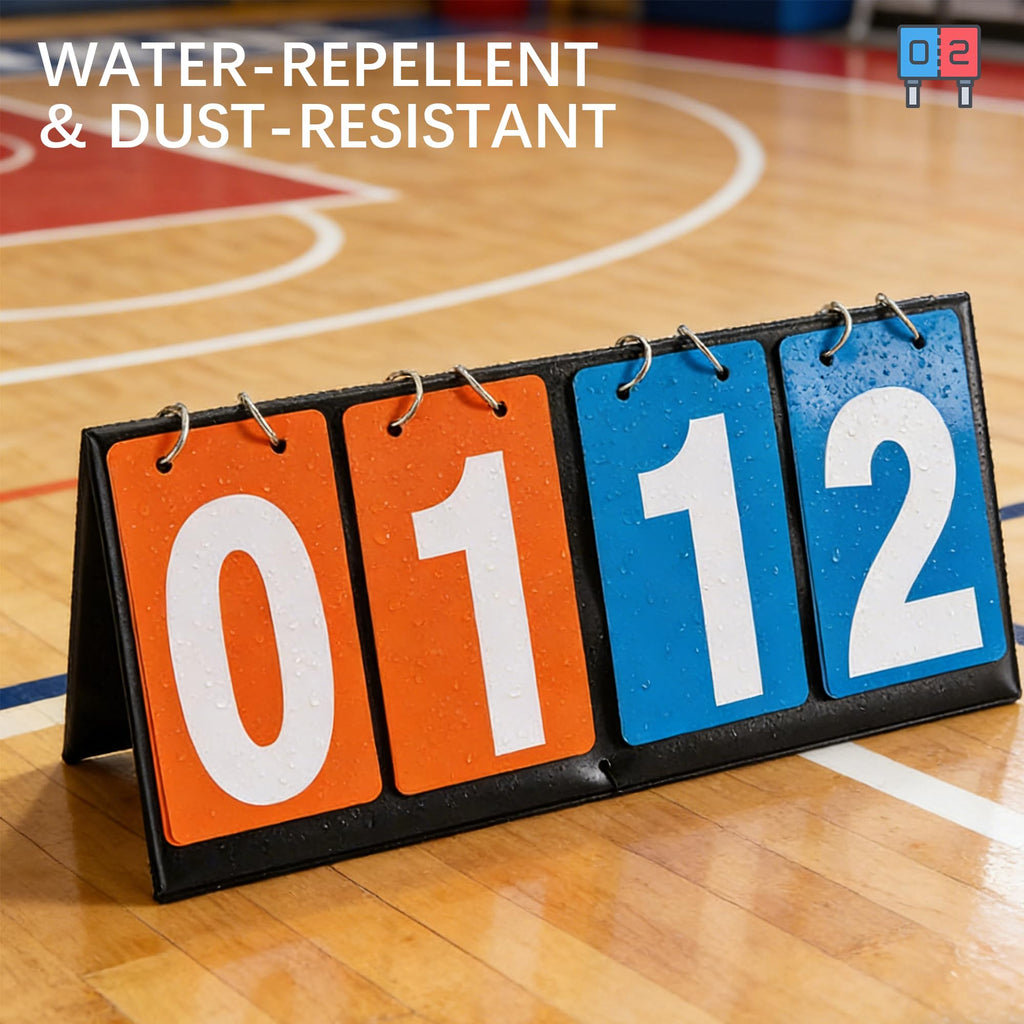 CAIYUANYUAN-SHENXUEJIAO Portable Desktop Flip Scoreboard 4-Digit with 2 Premium Whistles & Mouthguards - Ideal for Basketball, Tennis, Badminton & Multi-Sport Scoring
