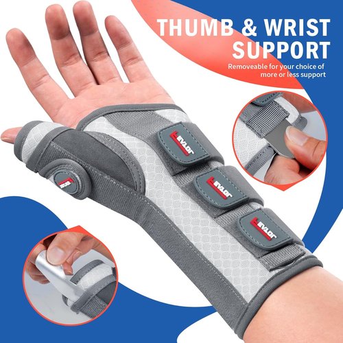 FEATOL Carpal Tunnel Wrist Brace - Night Support Thumb Spica Splint for De Quervains - Large/XLarge, White Pink