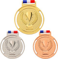 3 Pcs Olympic Medals by Trophy Style - Gold, Silver, Bronze | 2.55 Inch Metal Medals with Smooth Ribbon for Sports Competitions & Award Ceremonies