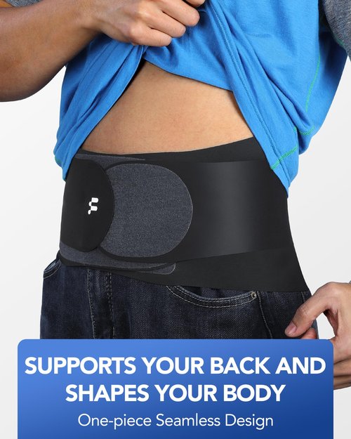 0.5mm Ultra Thin Back Brace with 3D Lumbar Pad, Seamless Yoga Fabric, Lightweight Back Brace for Women Men, Lower Back Pain, Sciatica, Posture, Back Support for Wearing Under Clothes, FSA Eligible