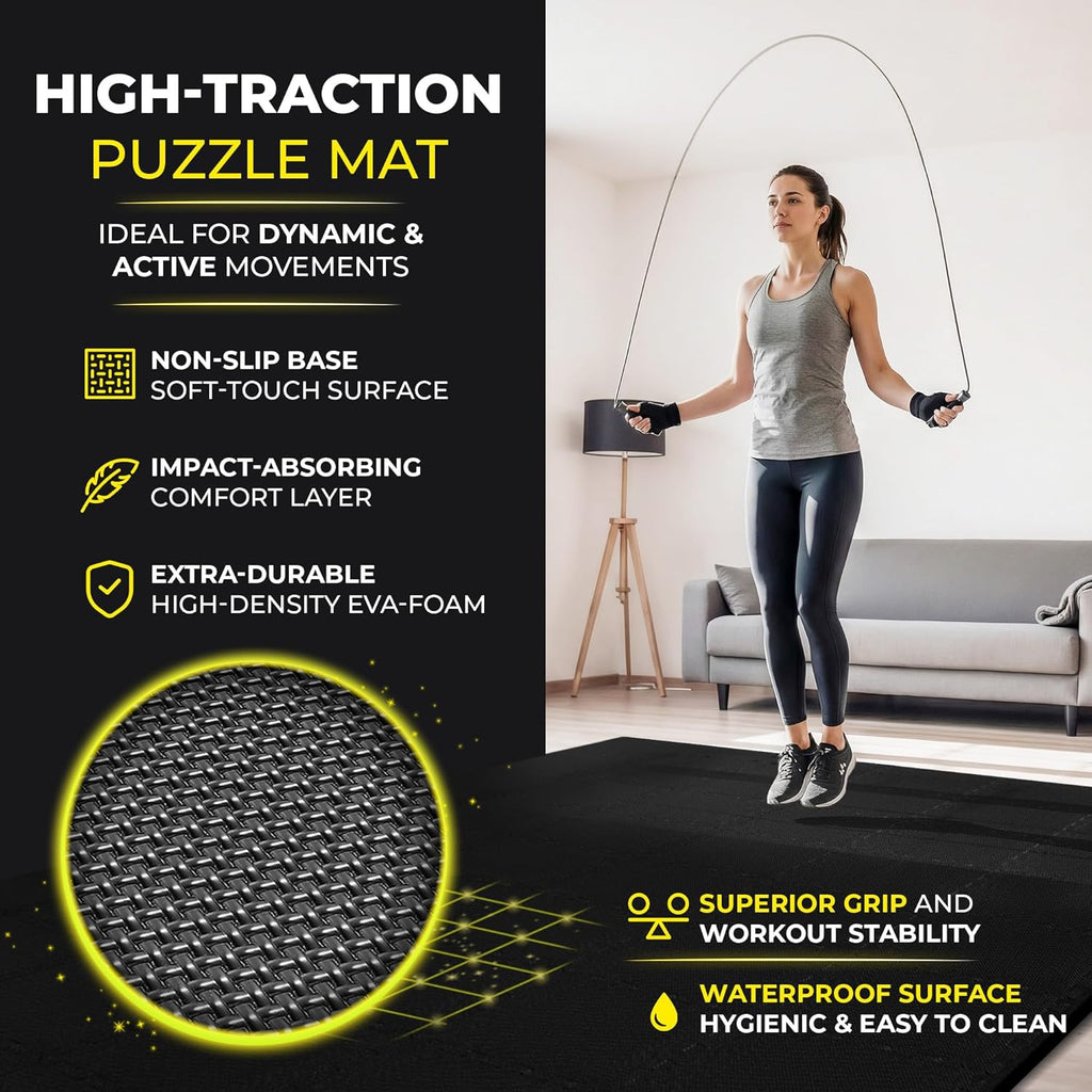 Bemaxx Gym Mats Set - 18 Pcs EVA Interlocking Foam Floor Tiles | 18 Sq Ft Protective Flooring for Home Workouts