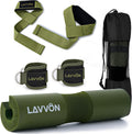 Squat Pad Set - Foam Barbell Pad for Squats & Lunges | Olympic Weight Bar Pad with Ankle & Wrist Straps