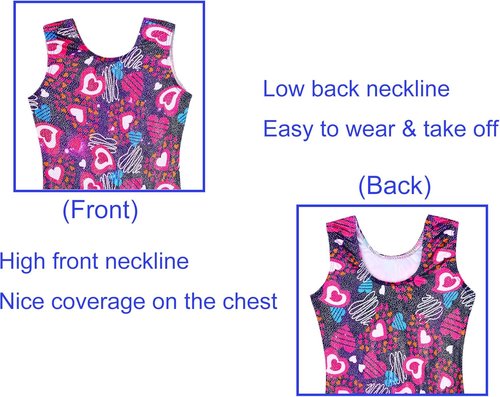 Domusgo Gymnastics Leotards - Sparkly One-Piece Unitard for Girls | Pro Kids Biketards with Shorts